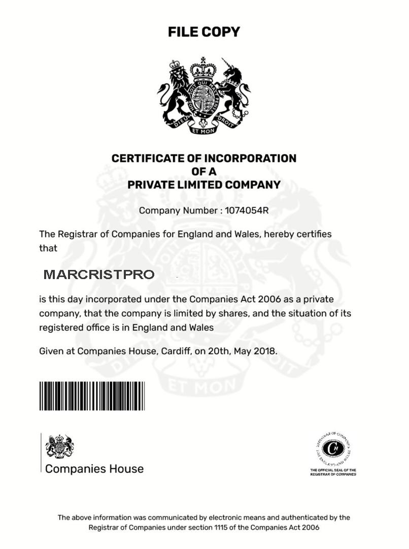 Incorporation Certificate